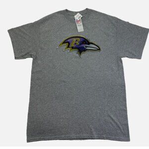 NFL Team Apparel Baltimore Ravens Short Sleeve T-Shirt Tee Men's Size L Grey New